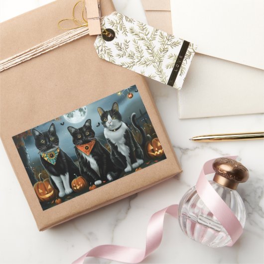 Tuxedo Kat Halloween Spoken Rechthoekige Sticker (Geschenken)