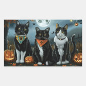 Tuxedo Kat Halloween Spoken Rechthoekige Sticker (Voorkant)