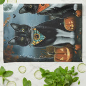 Tuxedo Kat Halloween Spoken Theedoek (Gevouwen)
