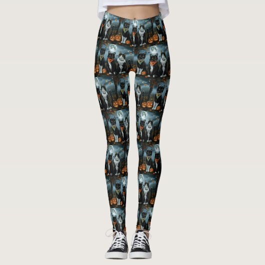 Tuxedo Kat Halloween Spokengeest Leggings (Voorkant)