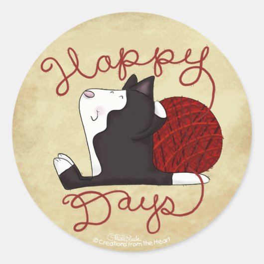 Tuxedo Kat- Happy Days Ronde Sticker (Voorkant)
