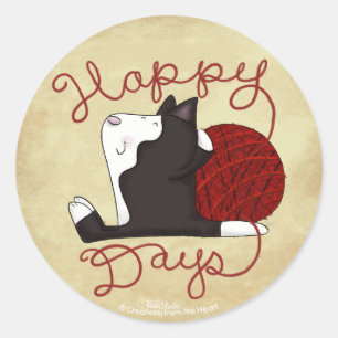 Tuxedo Kat- Happy Days Ronde Sticker