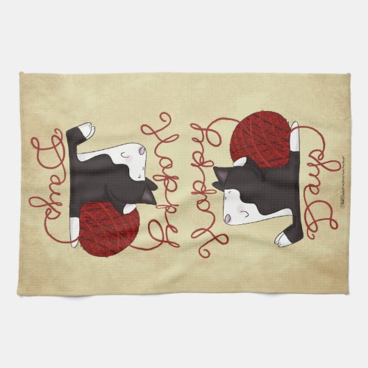 Tuxedo Kat- Happy Days Theedoek (Horizontaal)