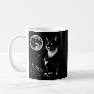 Tuxedo Kat Huilend Naar De Maan 90s Retro Koffiemok
