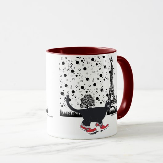 Tuxedo-kat in de mok van Parijs (Voorkant rechts)