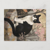 Tuxedo Kat in de Tuin Briefkaart (Voorkant)