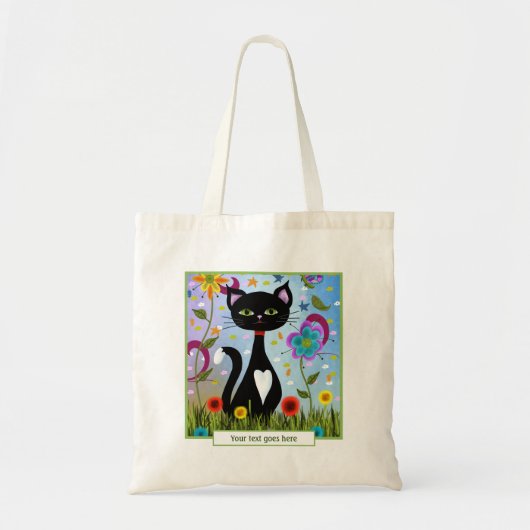 Tuxedo-kat in een tuin op maat tote bag (Voorkant)