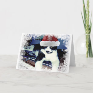 Tuxedo Kat in Kerstman Hoed Binnenkant Kaart