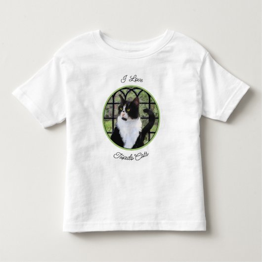 Tuxedo Kat in Raam Schilderij Originele Dier Kunst Kinder Shirts (Voorkant)