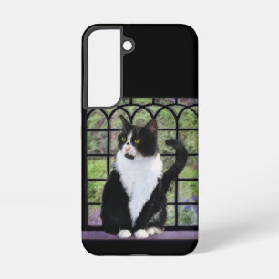 Tuxedo Kat in Raam Schilderij Originele Dieren Kun Samsung Galaxy Hoesje