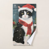 Tuxedo Kat in Sneeuw Kerstmis Bad Handdoek (Handdoek)