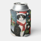 Tuxedo Kat in Sneeuw Kerstmis Blikjeskoeler (Blikje Achterkant)