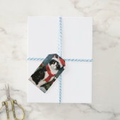 Tuxedo Kat in Sneeuw Kerstmis Cadeaulabel (Met Touw)