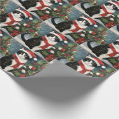 Tuxedo Kat in Sneeuw Kerstmis Cadeaupapier (Hoek)