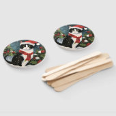 Tuxedo Kat in Sneeuw Kerstmis Handwaaier (Niet-gemonteerd)