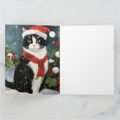 Tuxedo Kat in Sneeuw Kerstmis Kaart (Binnen)