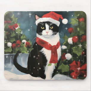 Tuxedo Kat in Sneeuw Kerstmis Muismat
