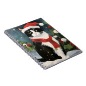 Tuxedo Kat in Sneeuw Kerstmis Notitieboek (Rechterzijde)