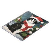 Tuxedo Kat in Sneeuw Kerstmis Notitieboek (Linkerzijde)