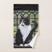 Tuxedo Kat In Venster Schilderen Originele Dierenk Bad Handdoek (Handdoek)