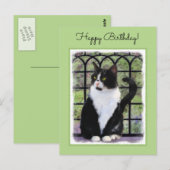 Tuxedo Kat In Venster Schilderen Originele Dierenk Briefkaart (Voorkant / Achterkant)