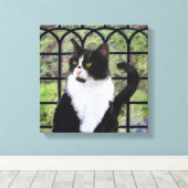 Tuxedo Kat In Venster Schilderen Originele Dierenk Canvas Afdruk (Insitu (Houten vloer))