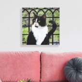 Tuxedo Kat In Venster Schilderen Originele Dierenk Canvas Afdruk (Insitu (Woonkamer))