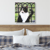 Tuxedo Kat In Venster Schilderen Originele Dierenk Canvas Afdruk (Insitu (Slaapkamer))
