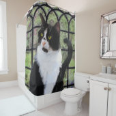 Tuxedo Kat In Venster Schilderen Originele Dierenk Douchegordijn (In situ)
