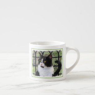 Tuxedo Kat In Venster Schilderen Originele Dierenk Espresso Kop