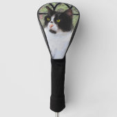 Tuxedo Kat In Venster Schilderen Originele Dierenk Golfheadcover (Voorkant)