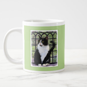 Tuxedo Kat In Venster Schilderen Originele Dierenk Grote Koffiekop