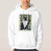 Tuxedo Kat In Venster Schilderen Originele Dierenk Hoodie (Voorkant)
