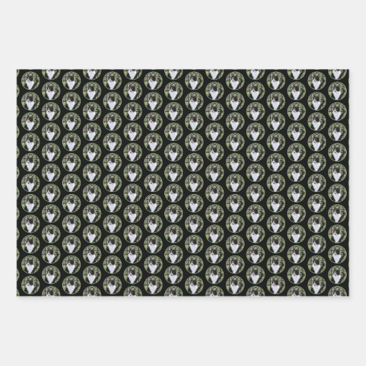 Tuxedo Kat In Venster Schilderen Originele Dierenk Inpakpapier Vel (Voorkant 3)