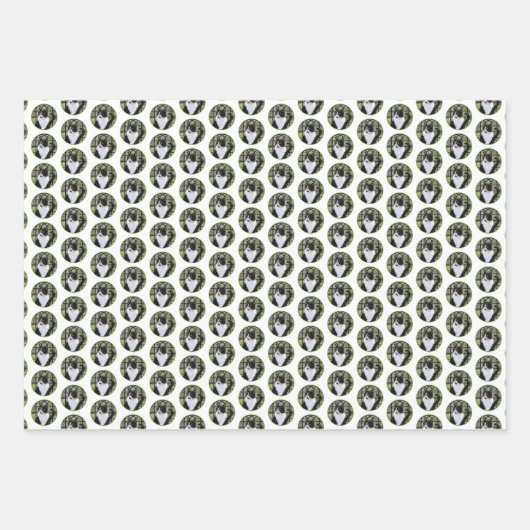 Tuxedo Kat In Venster Schilderen Originele Dierenk Inpakpapier Vel (Voorkant 2)