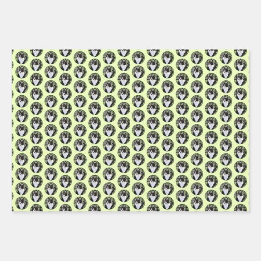 Tuxedo Kat In Venster Schilderen Originele Dierenk Inpakpapier Vel (Voorkant)