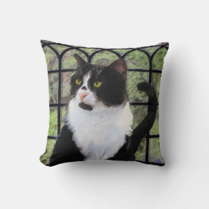 Tuxedo Kat In Venster Schilderen Originele Dierenk Kussen