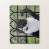 Tuxedo Kat In Venster Schilderen Originele Dierenk Legpuzzel (Verticaal)