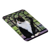 Tuxedo Kat In Venster Schilderen Originele Dierenk Magneet (Rechterzijde)