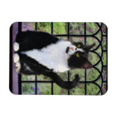 Tuxedo Kat In Venster Schilderen Originele Dierenk Magneet (Horizontaal)