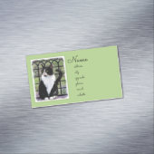 Tuxedo Kat In Venster Schilderen Originele Dierenk Magnetisch Visitekaartje (Voorbeeld)