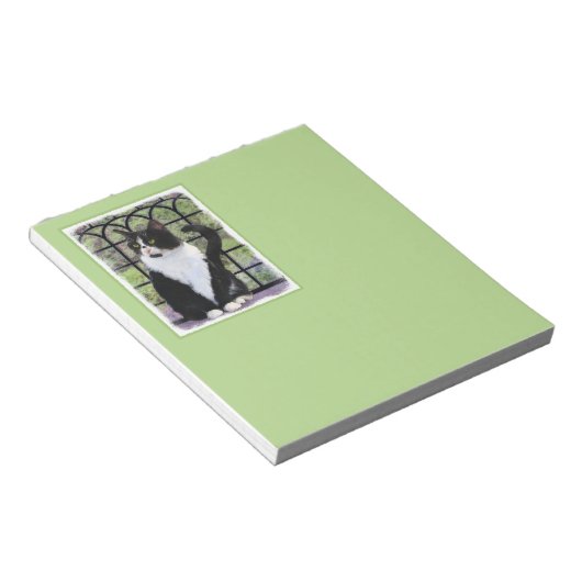 Tuxedo Kat In Venster Schilderen Originele Dierenk Notitieblok (Schuin)