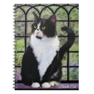 Tuxedo Kat In Venster Schilderen Originele Dierenk Notitieboek