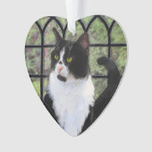 Tuxedo Kat In Venster Schilderen Originele Dierenk Ornament (voorkant)