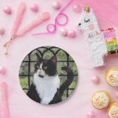 Tuxedo Kat In Venster Schilderen Originele Dierenk Papieren Bordje (Feest)