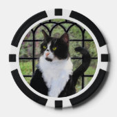 Tuxedo Kat In Venster Schilderen Originele Dierenk Poker Chips (Voorkant)