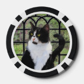 Tuxedo Kat In Venster Schilderen Originele Dierenk Poker Chips (Achterkant)