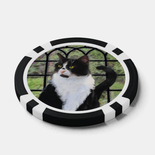 Tuxedo Kat In Venster Schilderen Originele Dierenk Poker Chips (Enkel)
