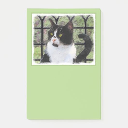 Tuxedo Kat In Venster Schilderen Originele Dierenk Post-it® Notes (Voorkant)