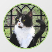 Tuxedo Kat In Venster Schilderen Originele Dierenk Raamsticker (Vel)